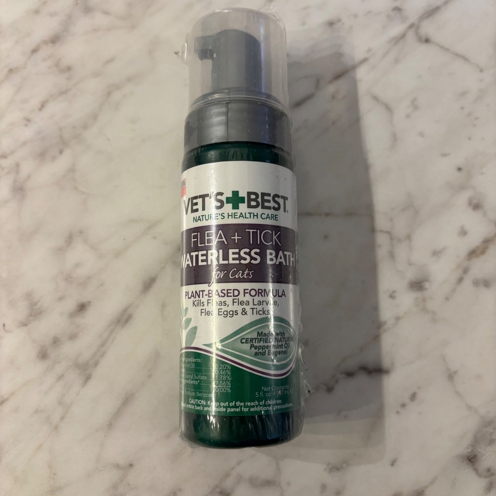 New Vet's Best Flea Tick Waterless Bath For Cats 5 oz Plant Based Formula‎